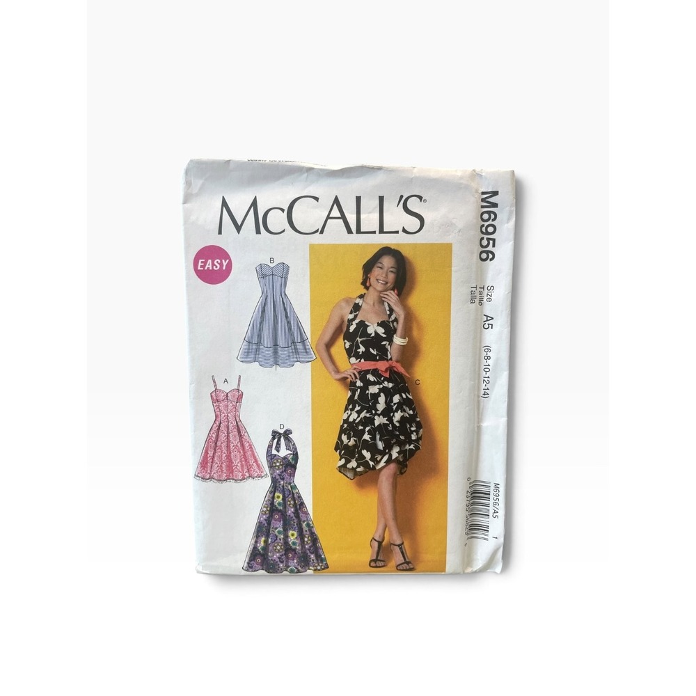 McCall's M6956 Dresses Halter Strapless A-Line Size A5 (8-10-12-14) Easy Uncut